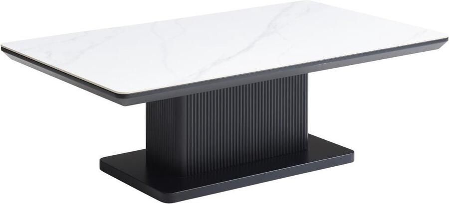 Vente-unique Salontafel van keramiek en mdf Wit en zwart marmereffect LAOMINIA L 120 cm x H 40 cm x D 70 cm