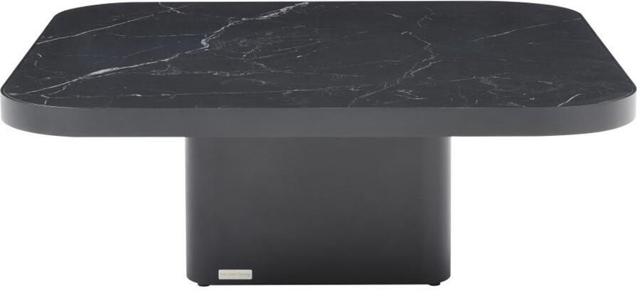 Vente-unique Salontafel van keramiek glas en metaal Zwart marmereffect NALESIA van Maison Céphy L 90 cm x H 33 cm x D 90 cm