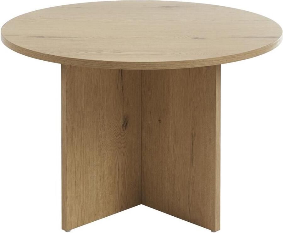 Vente-unique Salontafel van mdf + 4 poefs van boucléstof Naturel en zwart AKSAY L 80 cm x H 50 cm x D 80 cm