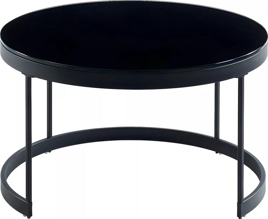 Vente-unique Salontafels BILLIE Inschuifbaar Gehard glas & metaal Zwart & wit L 70 cm x H 42 cm x D 70 cm