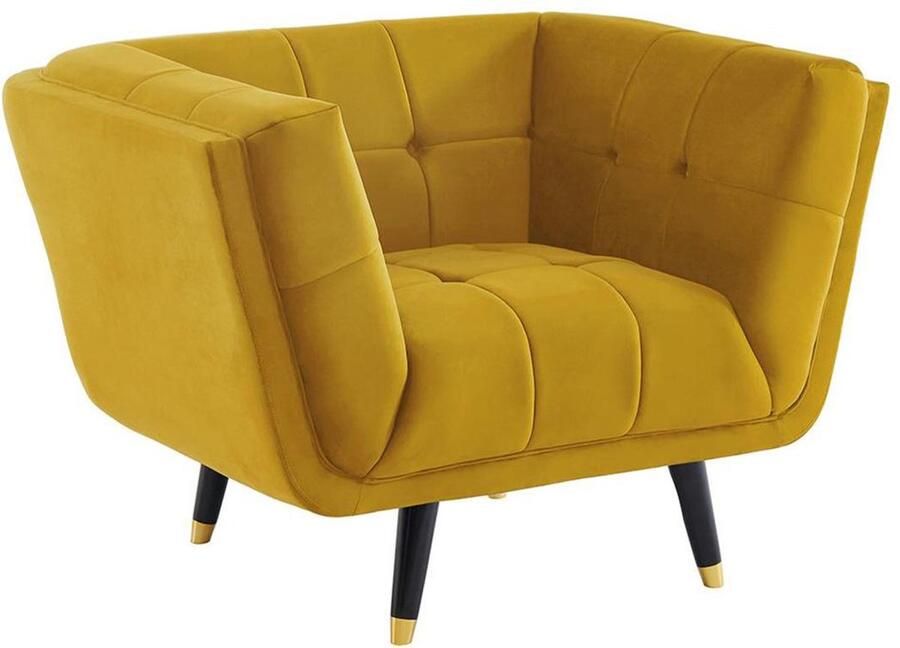 Vente-unique SAMANTHA II fluwelen fauteuil Oker L 110 cm x H 76 cm x D 91 cm - Foto 3