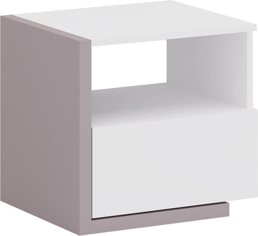 Vente-unique Scandinavisch nachtkastje NAPOLI 1 lade Wit en grijs L 46.4 cm x H 43 cm x D 39 cm - Foto 2