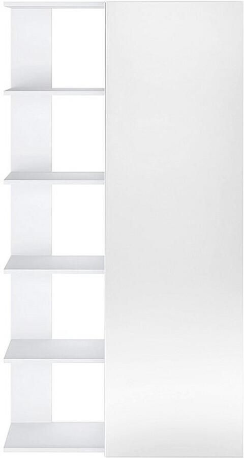 Vente-unique Schoenenkast met 4 legplanken en 1 spiegeldeur Wit SYLANY L 87.6 cm x H 165.7 cm x D 40.9 cm