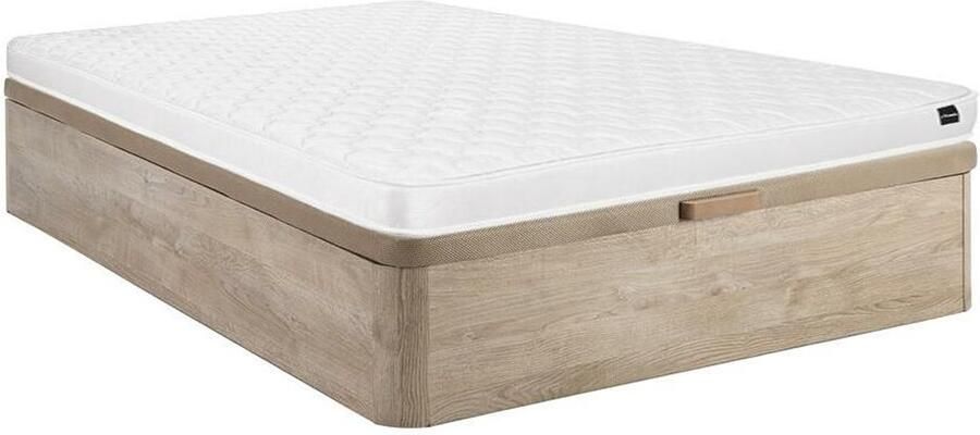 Vente-unique Set 120 x 200 cm bedbodem met opbergruimte licht naturel + matras van schuim van 15 cm dik DANAE II van YSMÉE L 200 cm x H 30 cm x D 120 cm