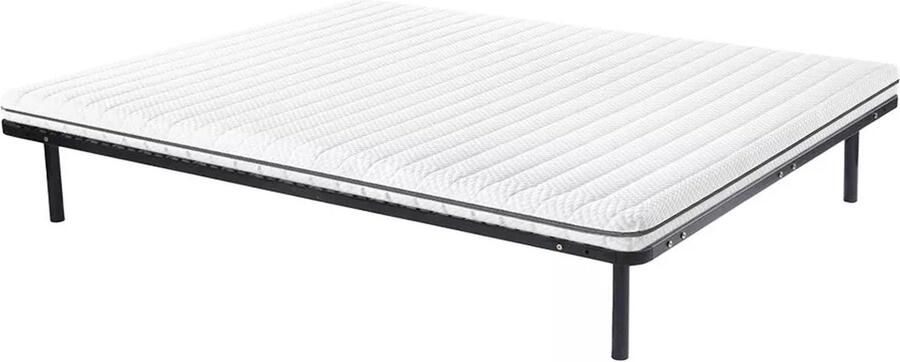 Vente-unique Set 140 x 190 cm bedbodem met latten + matras van schuim met afneembare tijk van 10 cm dik NASUS van DREAMEA L 190 cm x H 25 cm x D 140 cm