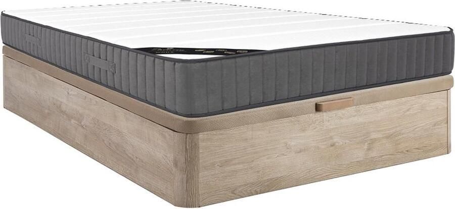 Vente-unique Set 160 x 200 cm bedbodem met opbergruimte licht naturel + hybride matras met pocketveren met 7 zones en zeer veerkrachtig schuim van 26 cm dik AUDACE van PALACIO L 200 cm x H 30 cm x D 160 cm