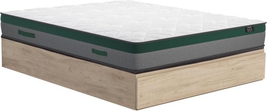 Vente-unique Set 140 x 190 cm bedbodem met opbergruimte met lade licht naturel + matras met pocketveren 22 cm dik PRESTIGE van YSMÉE L 190 cm x H 34 cm x D 140 cm