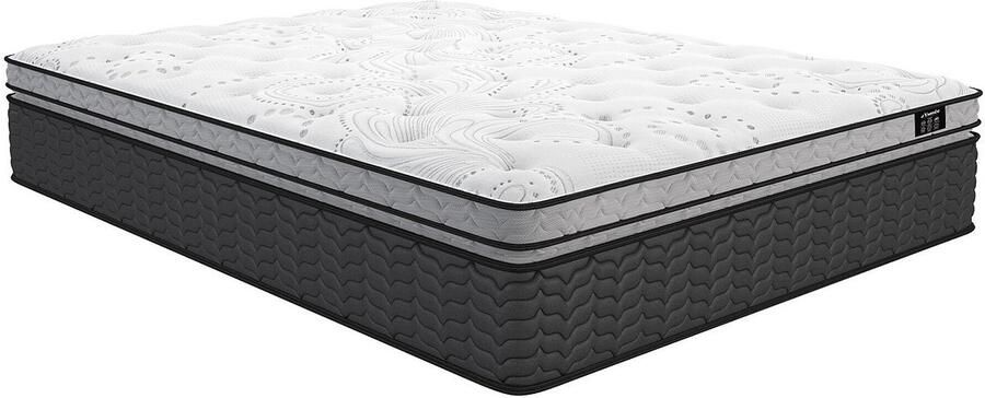 Vente-unique Set 140 x 190 cm bedbodem met opbergruimte wit + hybride matras met pocketveren en ingebouwde tophybride matras dikte 30 cm GAMIANI van YSMÉE L 190 cm x H 30 cm x D 140 cm - Foto 8