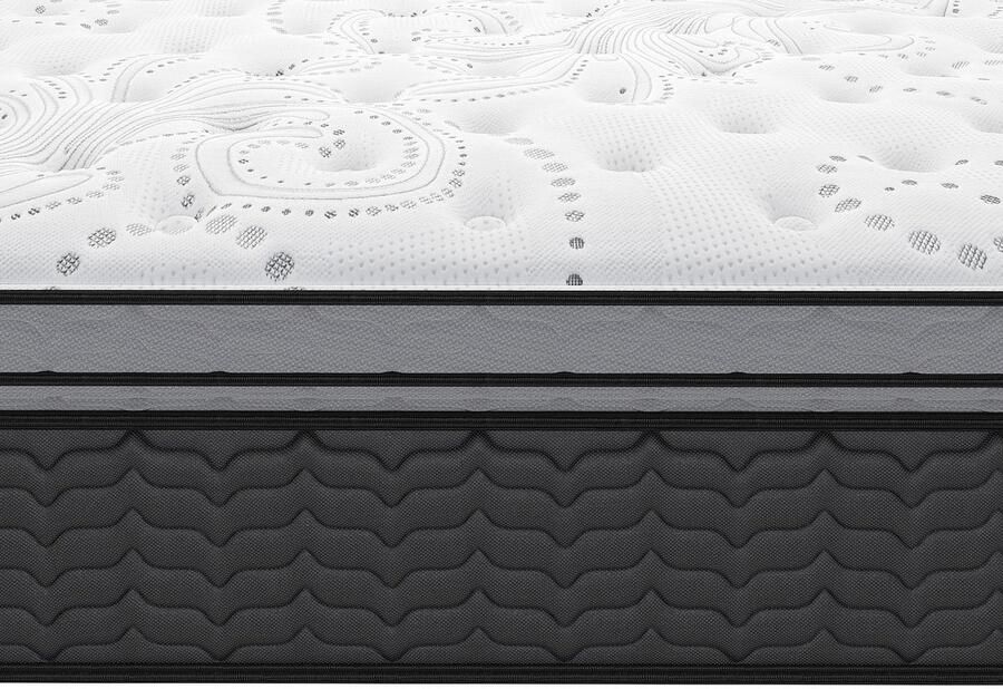 Vente-unique Set 140 x 190 cm bedbodem met opbergruimte wit + hybride matras met pocketveren en ingebouwde tophybride matras dikte 30 cm GAMIANI van YSMÉE L 190 cm x H 30 cm x D 140 cm - Foto 5