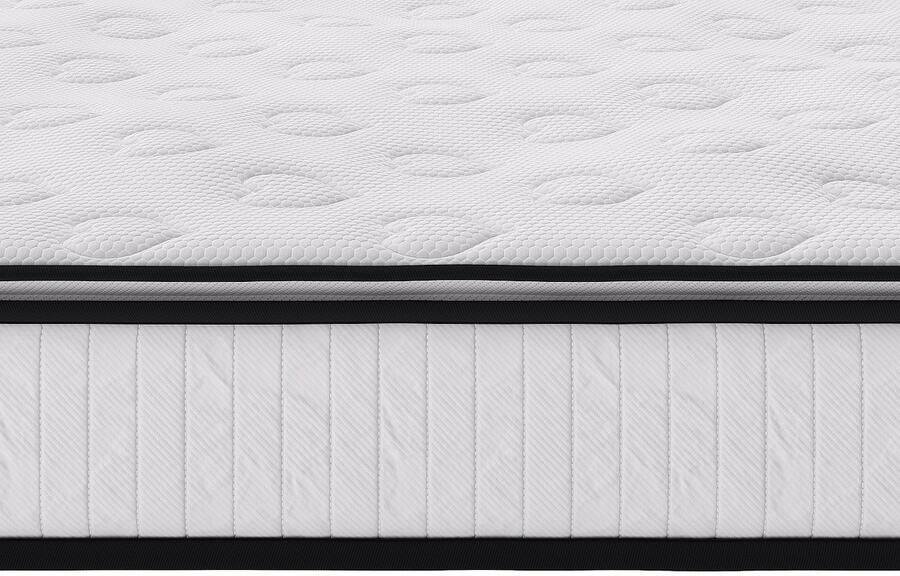 Vente-unique Set 140 x 190 cm bedbodem met opbergruimte wit + matras met pocketveren en ingebouwde dekmatras dikte 28 cm AMERICAN DREAM van YSMÉE L 190 cm x H 30 cm x D 140 cm - Foto 6