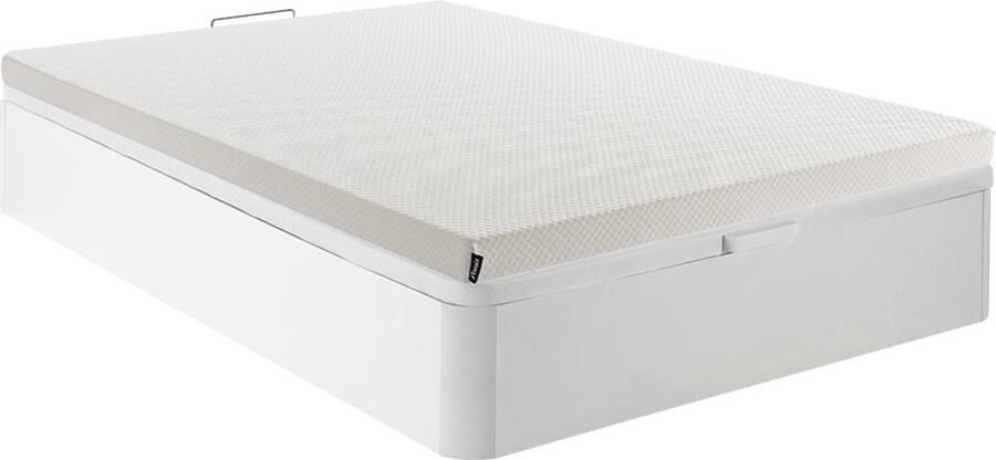 Vente-unique Set 140 x 190 cm bedbodem met opbergruimte wit + schuimmatras met afneembare hoes dikte 9 cm OCHI van YSMÉE L 190 cm x H 30 cm x D 140 cm