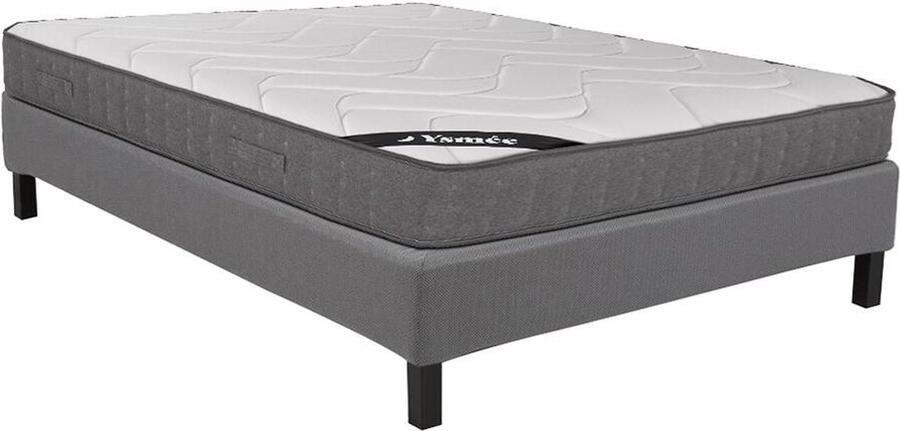 Vente-unique Set 140 x 190 cm decoratieve bedbodem in een kit + matras met pocketveren 5 zones en toplaag van traagschuim 23 cm dik BABYLONE van YSMÉE L 190 cm x H 35 cm x D 140 cm