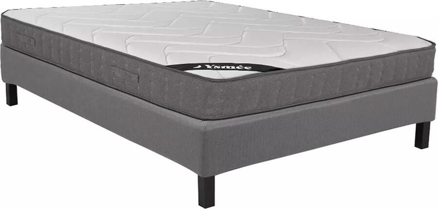 Vente-unique Set 160 x 200 cm decoratieve bedbodem in een kit + matras met pocketveren 5 zones en toplaag van traagschuim 23 cm dik BABYLONE van YSMÉE L 200 cm x H 35 cm x D 160 cm