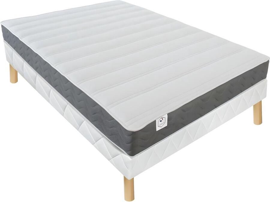 Vente-unique Set 140 x 200 cm bedbodem + HD-traagschuimmatras en ademende 3D-stof 18 cm dik HEAVEN van DREAMEA L 200 cm x H 30 cm x D 140 cm