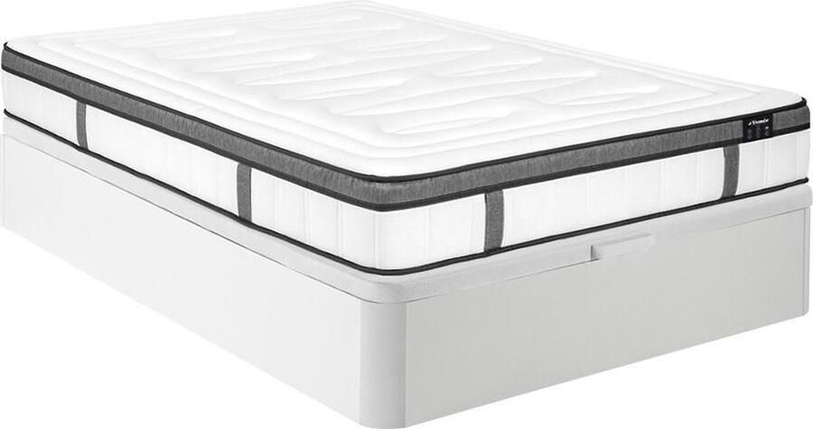 Vente-unique Set 160 x 200 cm bedbodem met opbergruimte wit + hybride matras met pocketveren 7 zones en traagschuim 30 cm dik OLIANE van YSMÉE L 200 cm x H 30 cm x D 160 cm