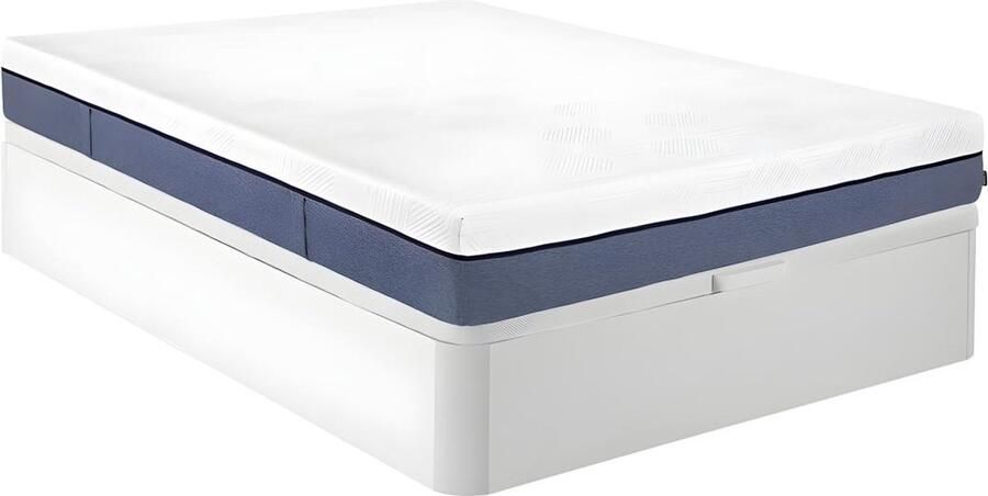Vente-unique Set 160 x 200 cm bedbodem met opbergruimte wit + matras met pocketveren met 7 zones en schuim met vormgeheugen 24 cm dik KASUI van YSMÉE L 200 cm x H 30 cm x D 160 cm
