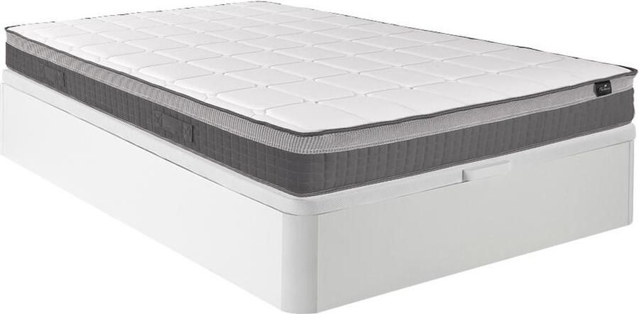 Vente-unique Set 160 x 200 cm bedbodem met opbergruimte wit + matras met pocketveren met 7 zones en vormgeheugen van 29 cm dik MONTAIGNE II van PALACIO L 200 cm x H 30 cm x D 160 cm