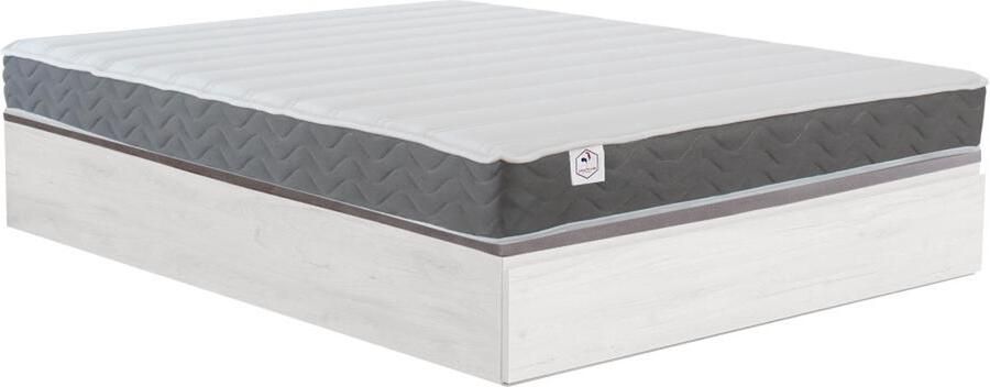 Vente-unique Set 140 x 190 cm bedbodem met opbergruimte wit + matras van HD-schuim met vormgeheugen en ademende 3D-strook 18 cm dik HEAVEN van DREAMEA L 190 cm x H 34 cm x D 140 cm