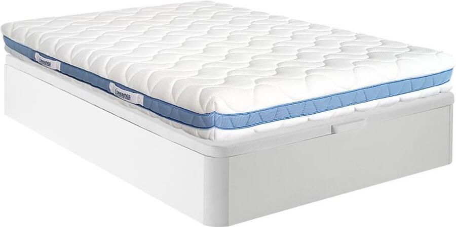 Vente-unique Set 160 x 200 cm bedbodem met opbergruimte wit + matras van schuim met vormgeheugen van 20 cm dik AIRMEMORY van DREAMEA L 200 cm x H 30 cm x D 160 cm
