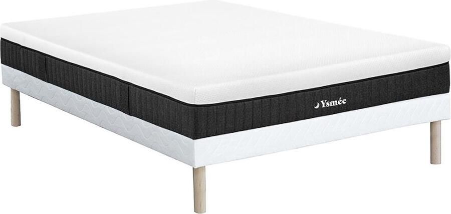 Vente-unique Set 140 x 190 cm gewatteerde bedbodem + matras met pocketveren 5 zones 21 cm dik CIDORA van YSMÉE L 190 cm x H 31 cm x D 140 cm