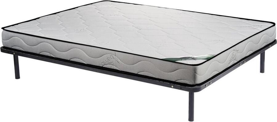 Vente-unique Set 140 x 190 cm lattenbodem + matras van schuim en tijk van bamboe KANANI van NATUREA L 190 cm x H 25 cm x D 140 cm