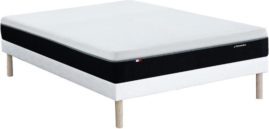 Vente-unique Set 160 x 200 cm met gewatteerde bedbodem + brandwerend matras met pocketveren met 7 zones en vormgeheugen van 29 cm dik SIVA van YSMÉE L 200 cm x H 31 cm x D 160 cm