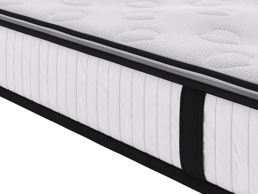 Vente-unique Set 140 x 190 cm bedbodem met opbergruimte wit + matras met pocketveren en ingebouwde dekmatras dikte 28 cm AMERICAN DREAM van YSMÉE L 190 cm x H 30 cm x D 140 cm - Foto 2