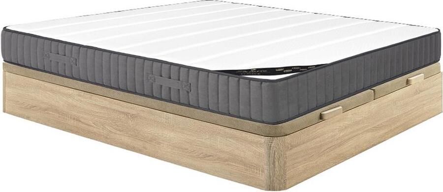 Vente-unique Set 180 x 200 cm bedbodem met opbergruimte licht naturel + hybride matras met pocketveren met 7 zones en zeer veerkrachtig schuim van 26 cm dik AUDACE van PALACIO L 200 cm x H 30 cm x D 180 cm