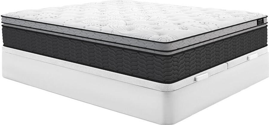 Vente-unique Set 180 x 200 cm bedbodem met opbergruimte wit + hybride matras met pocketveren en ingebouwde tophybride matras dikte 30 cm GAMIANI van YSMÉE L 200 cm x H 30 cm x D 180 cm