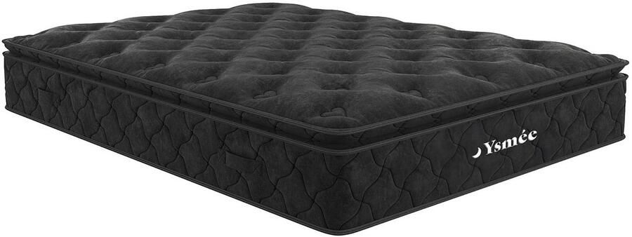 Vente-unique Set 180 x 200 cm bedbodem met opbergruimte licht naturel + matras met pocketveren met ingebouwd dekmatras van 28 cm dik BLACK DREAM van YSMÉE L 200 cm x H 30 cm x D 180 cm - Foto 6