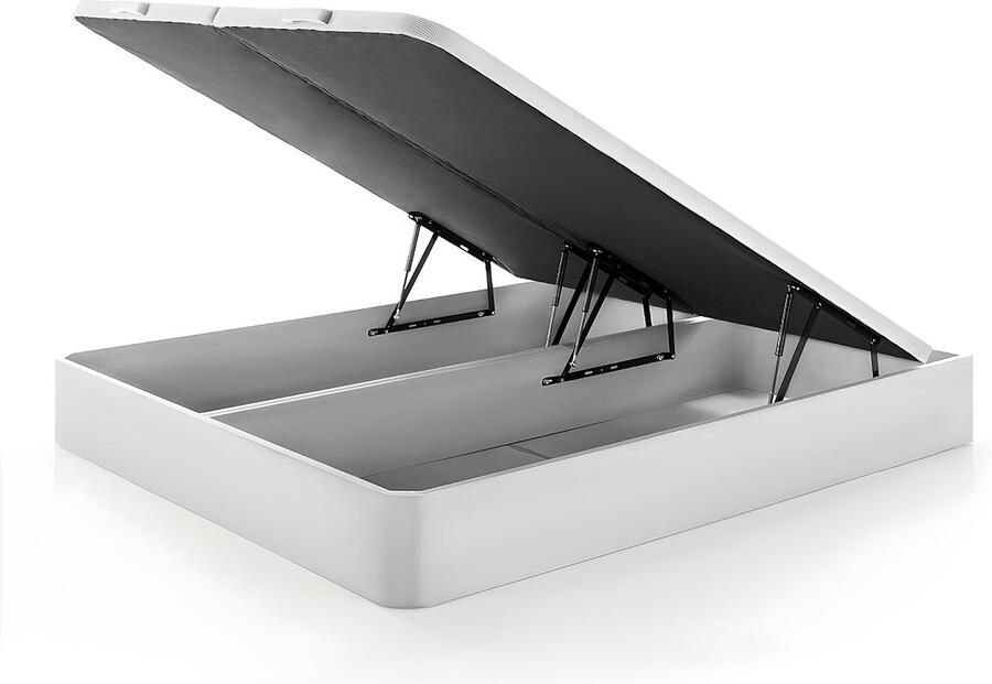 Vente-unique Set 180 x 200 cm bedbodem met opbergruimte wit + matras van schuim en tijk van bamboe van 25 cm dik BERENDI van NATUREA L 200 cm x H 30 cm x D 180 cm - Foto 2