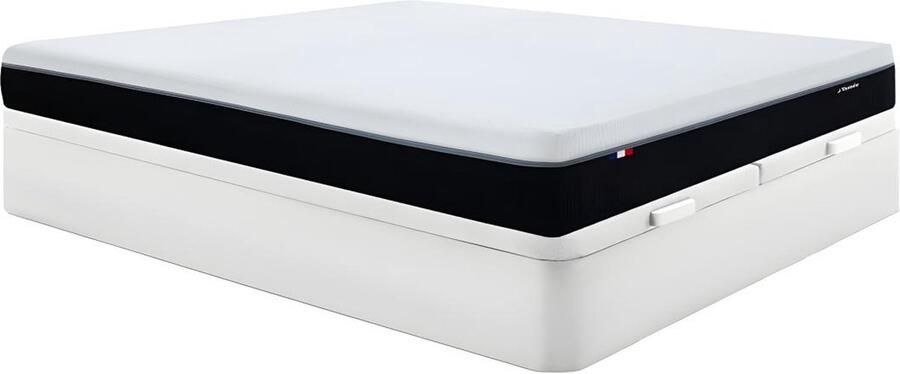 Vente-unique Set 180 x 200 cm witte bedbodem met opbergruimte + brandwerend matras met pocketveren met 7 zones en vormgeheugen van 29 cm dik SIVA van YSMÉE L 200 cm x H 30 cm x D 180 cm