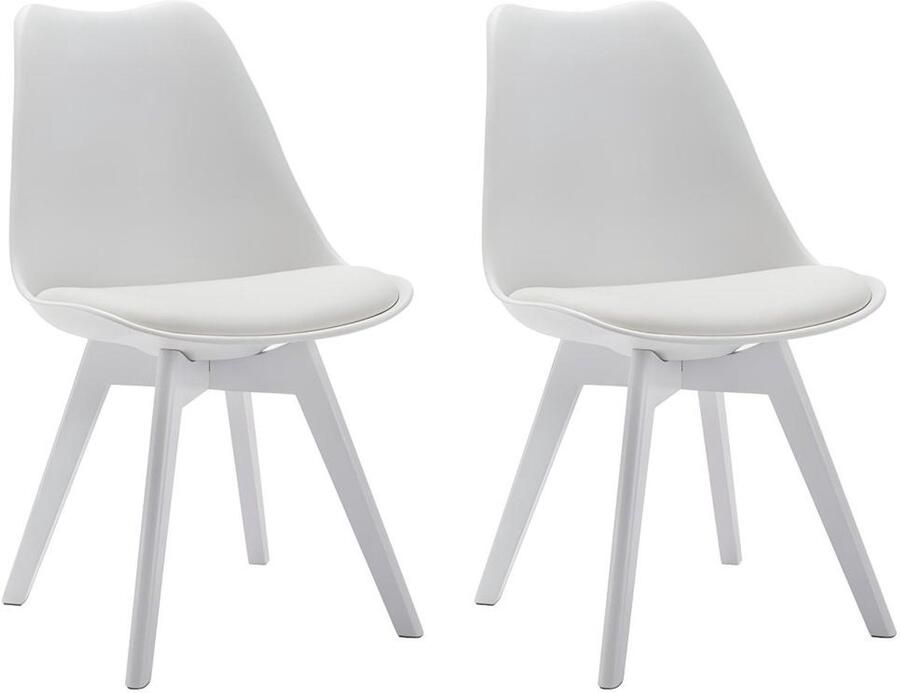 Vente-unique Set 2 stoelen JODY Polypropyleen en beuk Wit L 49 cm x H 82 cm x D 57 cm - Foto 2
