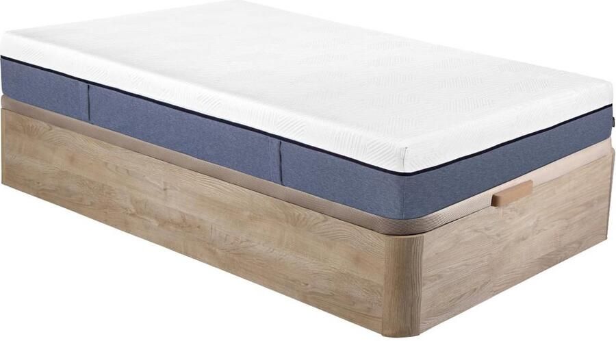 Vente-unique Set 90 x 190 cm bedbodem met opbergruimte licht houteffect + matras met pocketveren met 7 zones en schuim met vormgeheugen 24 cm dik KASUI van YSMÉE L 190 cm x H 30 cm x D 90 cm - Foto 2