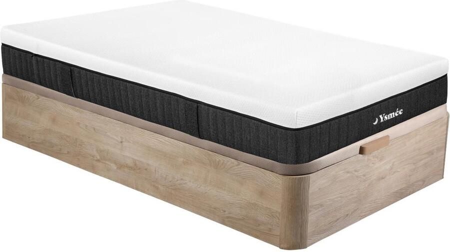 Vente-unique Set 90 x 190 cm bedbodem met opbergruimte licht houteffect + matras met pocketveren en 5 zones 21 cm dik CIDORA van YSMÉE L 190 cm x H 30 cm x D 90 cm - Foto 2