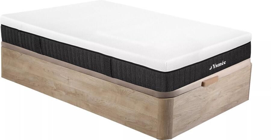 Vente-unique Set 90 x 190 cm bedbodem met opbergruimte licht houteffect + matras met pocketveren en 5 zones 21 cm dik CIDORA van YSMÉE L 190 cm x H 30 cm x D 90 cm