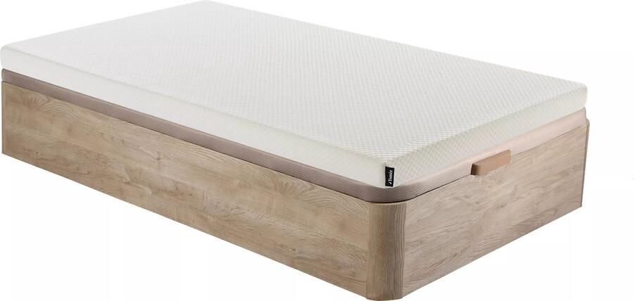 Vente-unique Set 90 x 190 cm bedbodem met opbergruimte lichte houtlook + schuimmatras met afneembare hoes dikte 9 cm OCHI van YSMÉE L 190 cm x H 30 cm x D 90 cm