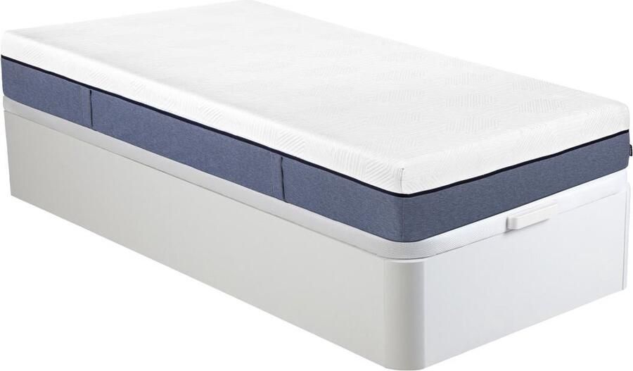 Vente-unique Set 90 x 190 cm bedbodem met opbergruimte wit + matras met pocketveren met 7 zones en schuim met vormgeheugen 24 cm dik KASUI van YSMÉE L 190 cm x H 30 cm x D 90 cm