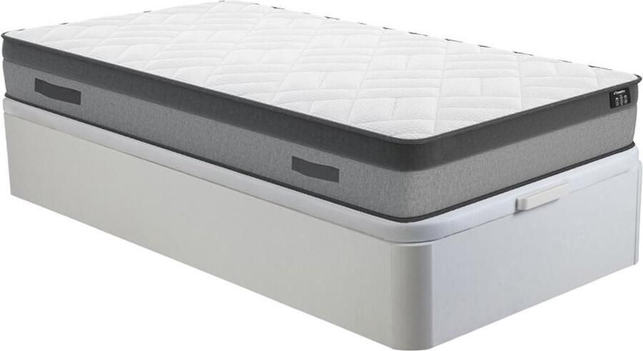 Vente-unique Set 90 x 190 cm bedbodem met opbergruimte wit + matras met pocketveren en traagschuim dikte 24 cm ILLUSION van YSMÉE L 190 cm x H 30 cm x D 90 cm