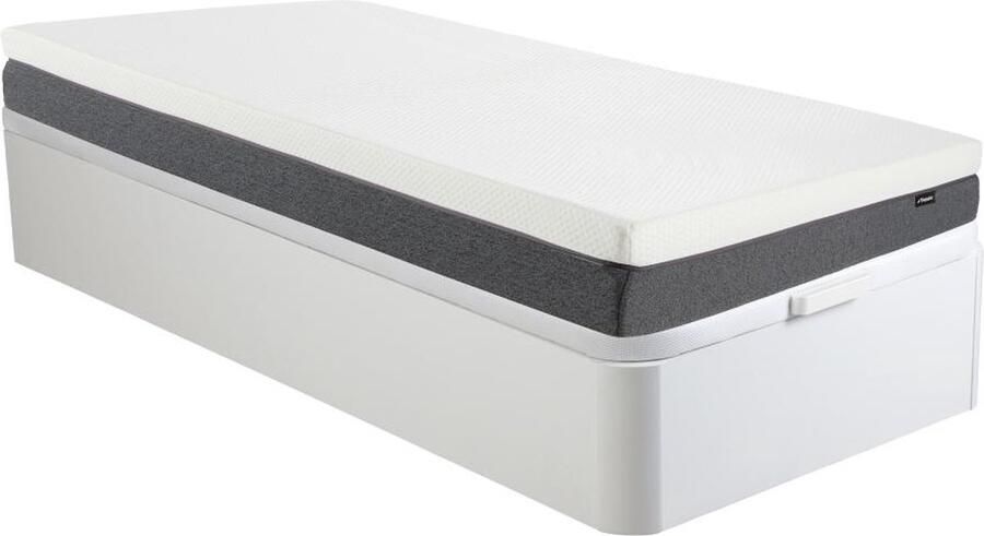 Vente-unique Set 90 x 190 cm bedbodem met opbergruimte wit + matras met pocketveren en deklaag van schuim met vormgeheugen schuim met 7 zones en afneembare hoes dikte 25 cm KEPUR van YSMÉE L 190 cm x H 30 cm x D 90 cm