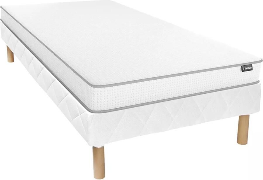 Vente-unique Set 90 x 190 cm bedbodem + schuimmatras 12 cm dik ASTYANAX van YSMÉE L 190 cm x H 30 cm x D 90 cm