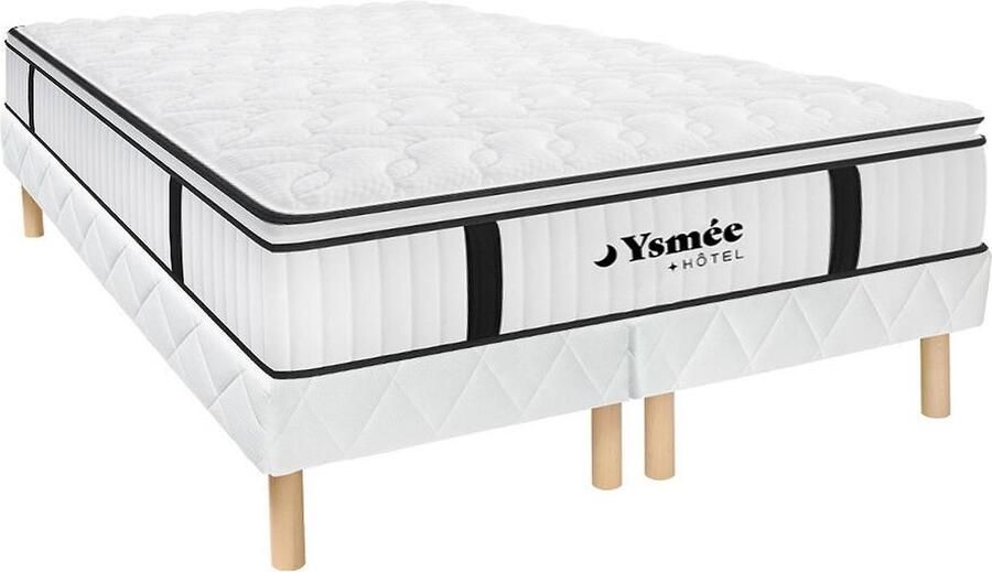 Vente-unique Set bedbodem en brandwerend matras met geïntegreerd dekmatras DELICE van DREAMEA HOTEL 180 x 200 cm L 200 cm x H 30 cm x D 180 cm