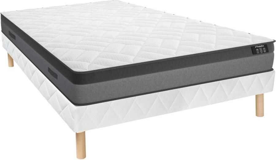 Vente-unique Set bedbodem en matras pocketveren en vormgeheugen ILLUSION van DREAMEA 140 x 190 cm L 190 cm x H 30 cm x D 140 cm