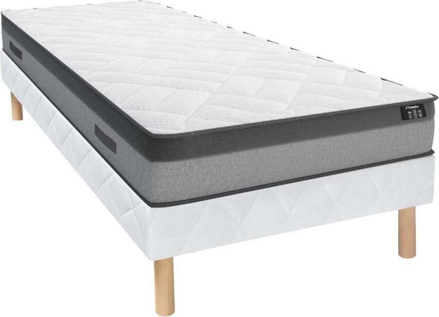 Vente-unique Set bedbodem en matras pocketveren en vormgeheugen ILLUSION van DREAMEA 90 x 190 cm L 190 cm x H 30 cm x D 90 cm