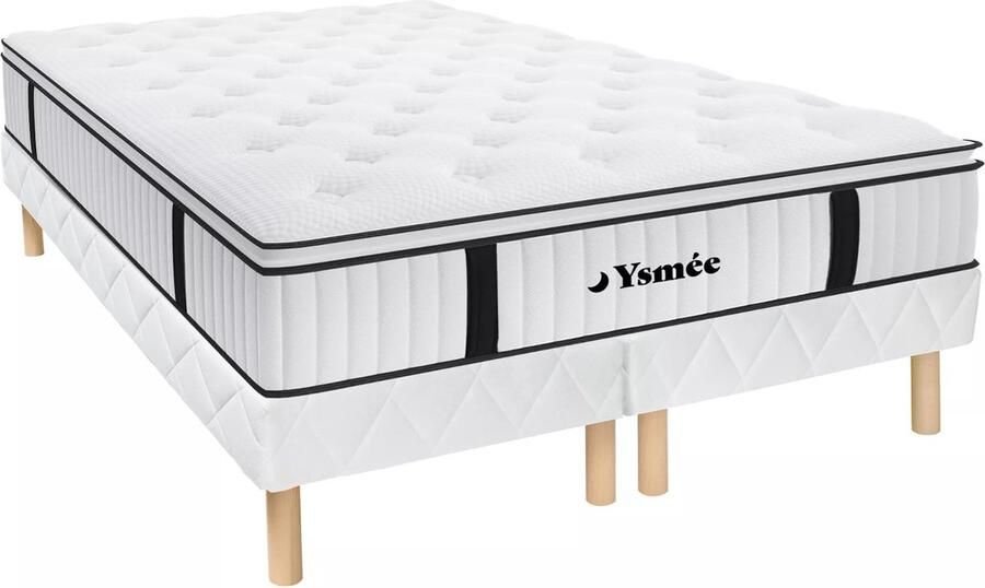Vente-unique Set bedbodem + matras pocketveren en geïntegreerd dekmatras AMERICAN DREAM van DREAMEA 180 x 200 cm L 200 cm x H 31 cm x D 180 cm