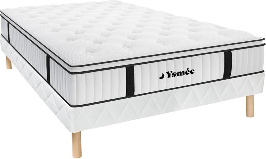 Vente-unique Set bedbodem + matras pocketveren en geïntegreerd dekmatras AMERICAN DREAM van DREAMEA 140 x 190 cm L 190 cm x H 31 cm x D 140 cm