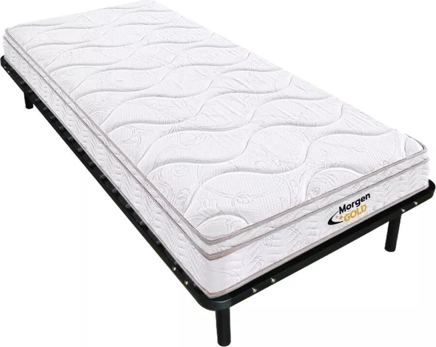 Vente-unique Set lattenbodem en matras met veren met 3 slaapzones en vormgeheugen WOLKENTANZ van MORGENGOLD 90 x 200 cm L 200 cm x H 25 cm x D 90 cm