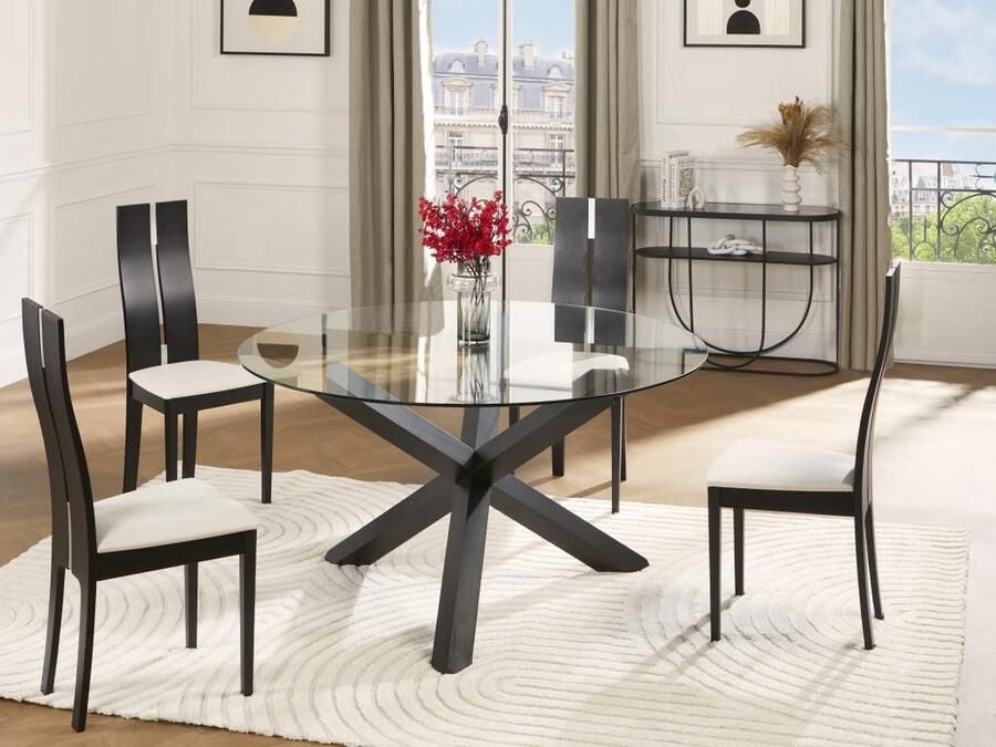 Vente-unique Set van 2 stoelen SALENA massief beuken wengé L 44 cm x H 103 cm x D 50 cm