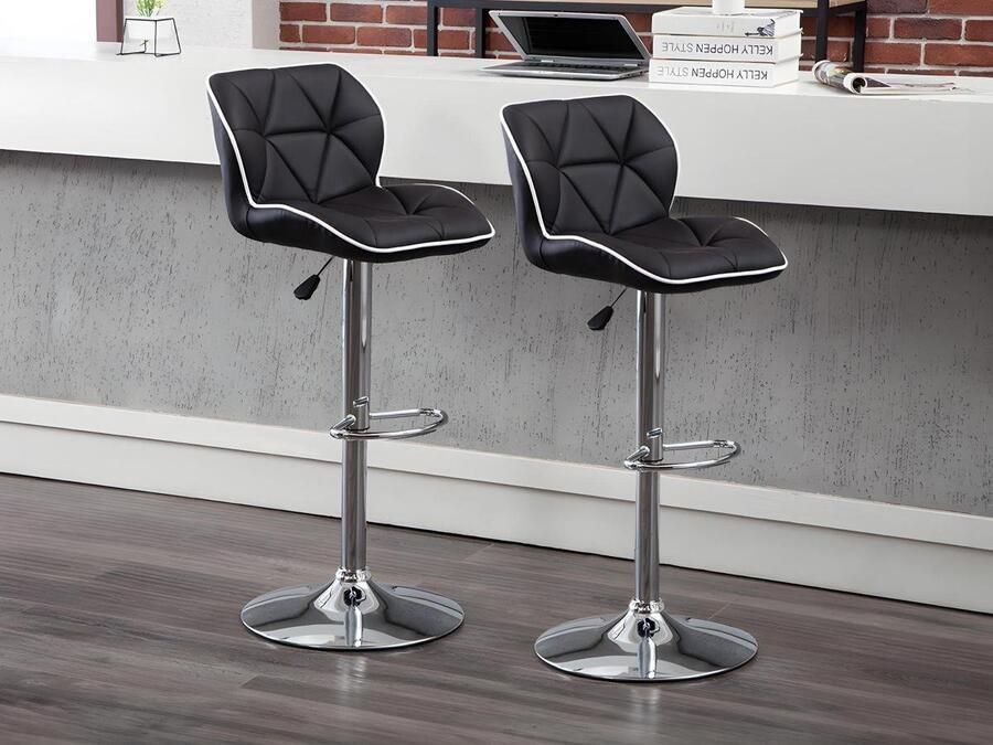 Vente-unique Set van 2 barkrukken CALVIN Kunstleer In hoogte verstelbaar Zwart L 45 cm x H 109 cm x D 51 cm