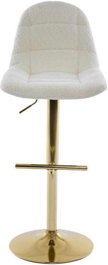 Vente-unique Set van 2 barkrukken in bouclé en goudkleurig metaal Verstelbare hoogte Wit LOLY L 47.5 cm x H 117 cm x D 55 cm